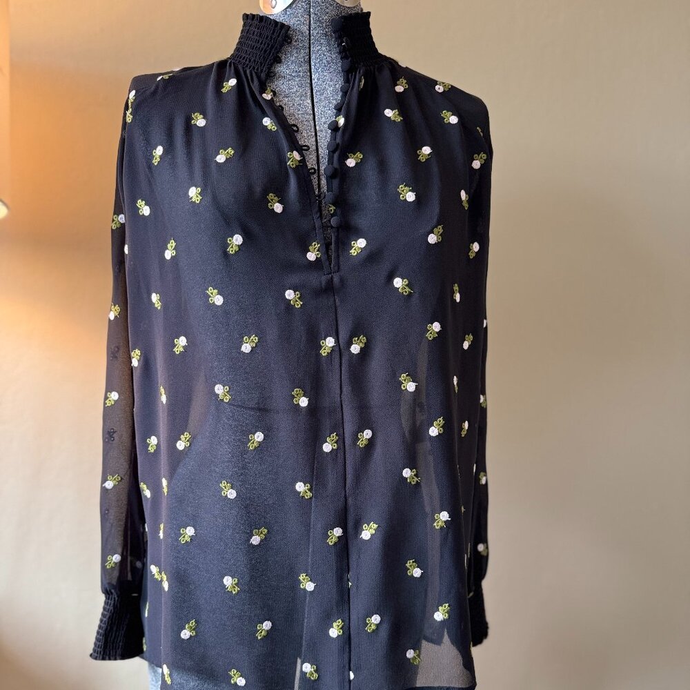 CAbi Sheer Blouse with flower detail - XXS